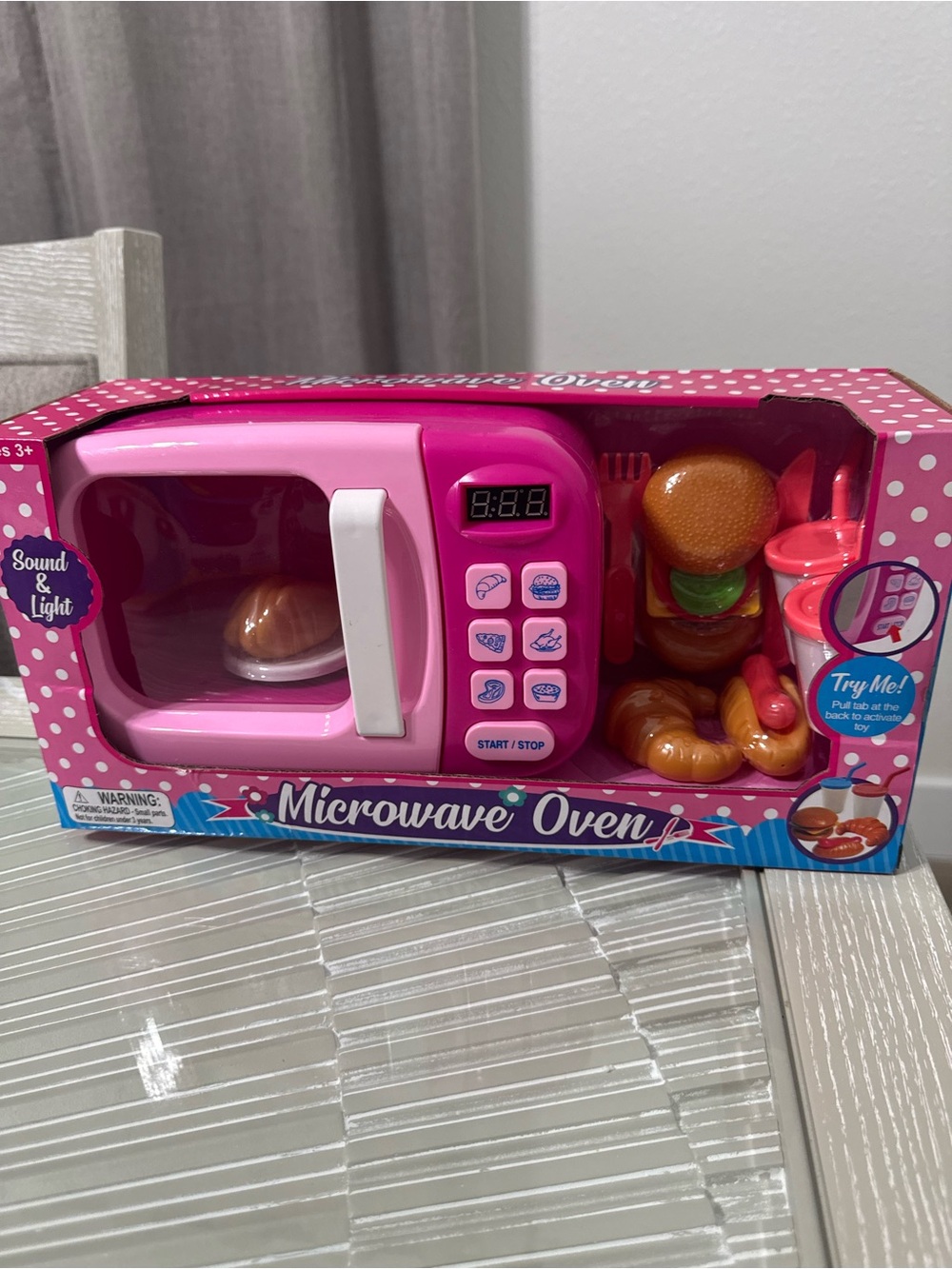Pink Kids Microwave Oven Playset with Accessories